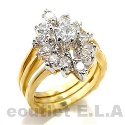 1.53CT CZ CLUSTER WEDDING RING SET 14KGP-SIZE 5/6/7